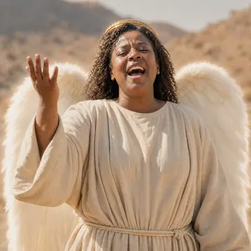 Closed on Sunday AI choir: Angels, singers in white robes with feathered wings