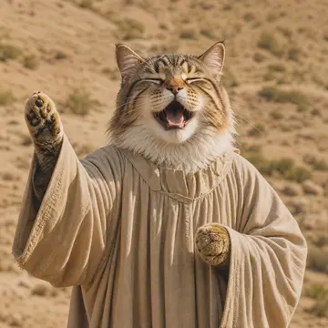 Cat choir: Fluffy cats of every colour in little beige robes, the first AI version of the trend